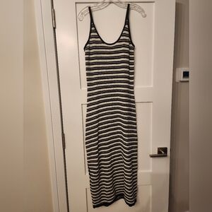 Universal Thread black and white striped maxi sweater dress Sz M